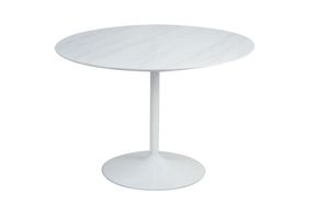 Tisch Weiß rund 110 cm Marmor Metall, MDF Weiß Esstisch Esszimmertische