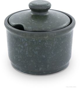 Original Bunzlauer Keramik Zuckerdose, V=0,4 Liter, B=10,6 cm, H=9,7 cm, Design ZIELON
