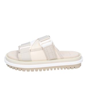 TOMMY HILFIGER FLATFORM Sandały damskie tekstylne beżowy BF932 - Rozmiar: 39