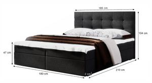 Furnix Boxspringbett Bett mit Bettkasten FISON 2 180x200 cm Polsterbett CO100 Dunkelgrau