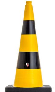 UvV Leitkegel 75 cm gelb flexibel (Pilone Warnkegel)(schwarz,zwei Streifen)