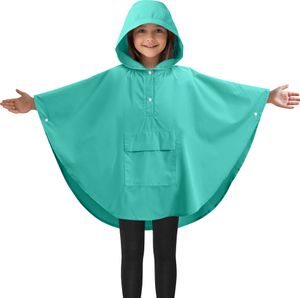 JEMIDI Kinder Regenponcho Wasserdicht - Regencape für Jungen und Mädchen - Atmungsaktiver Uni Regenmantel - Regencape Kinder - Regenschutz Poncho