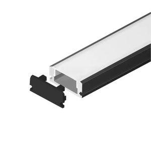 1m LED Aluminium Profil Schiene flach 17x7mm mit Abdeckung (Schwarz)