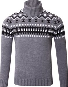 Reslad Rollkragenpullover Herren Grobstrick Norweger Pullover Winter RS-3014 Anthrazit 2XL