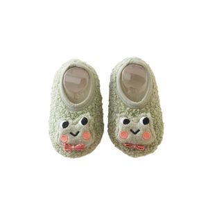 Mädchen Jungen Hausschuhe Krippeschuh Weiche Sohle Fleece Schuhe Boden Socken Slip On  Grüner Frosch,Größe:EU 22