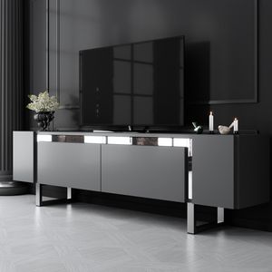 Skye Decor, Yildiz - Anthracite, Silver, TV-Ständer, Anthrazit, 100 % MELAMINBESCHICHTETE SPANPLATTEN, 180 x 50 x 30 cm