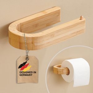 DEKAZIA® Držiak na toaletný papier bambus | Držiak na toaletný papier drevo | Držiak na toaletný papier bambus | Držiak na toaletný papier bez vŕtania