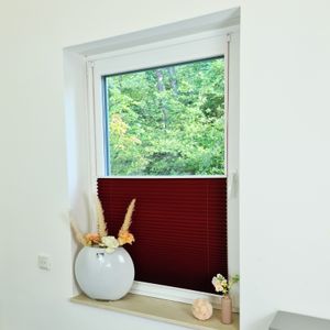 Premium Klemmfix-Plissee ohne bohren, Faltrollo Rollo Jalousie für Fenster Tür Burgunderrot 60 cm 100 cm