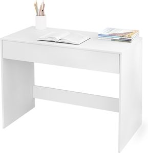 EUGAD Schreibtisch, Bürotisch, mit Schublade&Stauraum, Weiß, 100x75x50cm