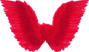 Roter gefiederte Flügel 78 x 36 cm - Engelsflügel Teufel rot