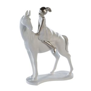 Casablanca by Gilde Dekofigur Skulptur Girl on Horse weiss, silber H. 25 cm,79800