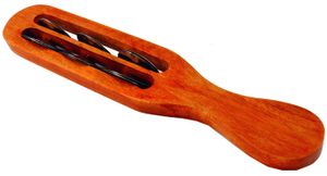 Musikinstrument aus Holz, Musik Percussion Rhythmus Klang Instrument, Handgearbeitet, Hand Rassel - Tamburin 2, Braun, 30*5,5*2 cm, Musikinstrumente