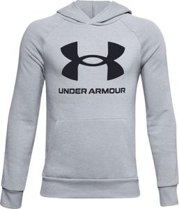 UNDER ARMOUR Rival Fleece Big Logo Hoodie Jungen 011 - mod gray light heather/black S (127-137 cm)