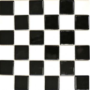 Küchen Mosaikfliese Fliesenspiegel Schachbrett schwarz weiß glänzend MOS16-CD200