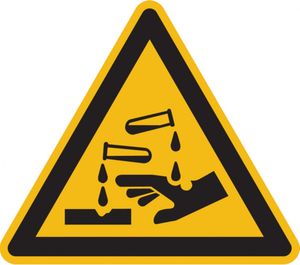 Dreifke® Warnschild, Warnung vor ätzenden Stoffen W023 | Alu geprägt | 200x0 ...