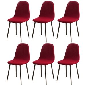 6er Set Jacquard Stuhlhussen Strech Shell Oval Schonbezüge Stuhlbezug für Esszimmerstühle, Küche, Schlafzimmer, Wohnzimmer (Rot)