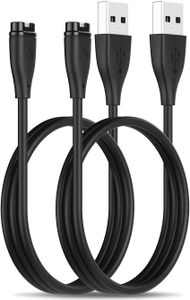 2-Pack - 1.0 meter USB Ladekabel - Datenkabel kompatibel zu Garmin Fenix, Forerunner, Approach, Quatix, Vivoactive, Vivomove, Instinct, Venu - Schwarz