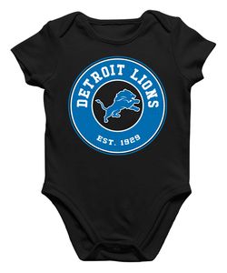 Detroit Lions - American Football NFL Super Bowl Kurzarm Baby-Body, Schwarz, 6/12, Vorne