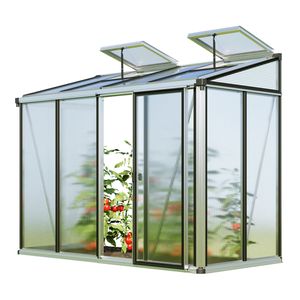 GFP Gewächshaus Anlehngewächshaus Flora 24 - Aluminium - 263x142 cm - 16 mm Polycarbonat-Platten