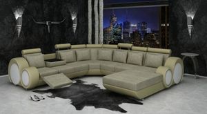 Textil Sofa mit USB XXL Wohnlandschaft Stoff Couch Big Polster Sofa U Form Neu