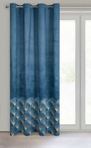 Design91 Vorhang GINA dunkelblau marine140x250 cm  Ösen Ösenvorhang