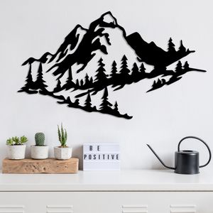 Wallity, Mountain 2, 40 x 70 cm, Dekorative Metall -Wandzubehör, Schwarz, 100% Metall (Dicke: 1,5 mm)