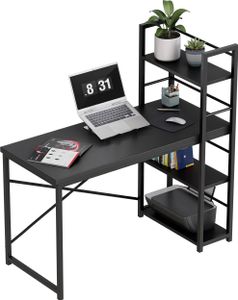 MARK ADLER Leader 4.0 | Industrial Schreibtisch Arbeitstisch Computertisch Büromöbel | mit Ablagefächern | 119.5 x 48 cm | Umkehrbarer | Schwarz