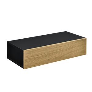 [en.casa] Wandregal mit Schublade Schwarz/Holz Hängeregal Wand Regal Schrank Tisch Nachtschrank Kommode Wandboard Wandschublade