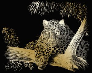Kratzbild "Gepard", Gold, 20 x 25 cm