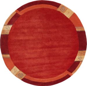Wollteppich 150 cm Rund Rot Teppich Wolle aus natürlichem Material für Wohnzimmer Flur Schlafzimmer strapazierfähig pflegeleicht