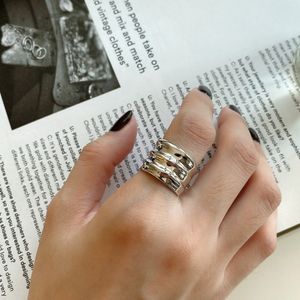 Statement-Verlobungsring aus 925er-Sterlingsilber, personalisierbar, großer verstellbarer offener Fingerring, Manschetten-Daumen-Ringband