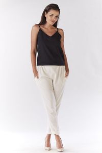 Awama Damskie eleganckie spodnie Brakane A186 ecru XL