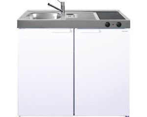 Stengel-Küchen Miniküche mit Geräten Kitchenline 100 cm Frontfarbe weiß Glänzend Korpusfarbe weiß