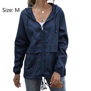 Damen Wasserdicht Leicht Regenjacke Atmungsaktiv Faltbar Windbreaker Softshelljacke Fahrradjacke mit Taschen, Dunkelblau, M