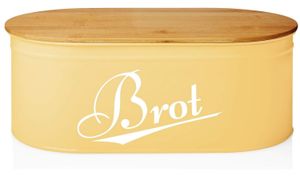 Lumaland Cuisine Brotkasten Brotdose aus Metall mit Bambus Deckel Brotbox Lunchbox oval 30,5 x 23,5 x 14 cm 2in1 Brotbehälter & Schneidebrett Sand