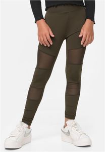 Dětské legíny Urban Classics Girls Tech Mesh Leggings darkolive - 158/164