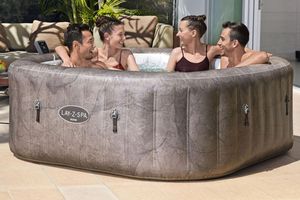 Bestway® LAY-Z-SPA® Energiespar-Whirlpool Rome AirJet™ mit App-Steuerung + integrierter UltraFit™ -Pumpeneinheit, für 6 Personen 180 x 180 x 71 cm, Marmor-Optik (Braun)