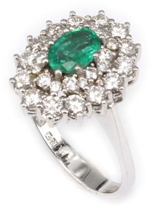Ring Brillant 1,40 carat w/si Smaragd 7 x 5 mm Weißgold 585 14kt  Germany