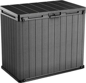 Keter Store-It-Out Darwin Aufbewahrungsschrank 1150L - Wetterbeständige Mülltonnenbox mit Holzoptik - Gartenbox abschließbar - für 2X 240L Tonnen