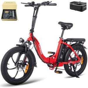 Elektrofahrrad F20 Akku 36V 16Ah Klapprad 20 Zoll E-Bike 250W Mountainbike Motor Shimano 7S Fatbike StVO Bremslicht, Rot