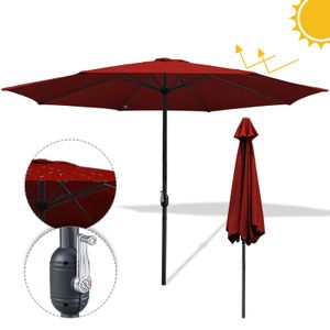 EINFEBEN 3.5m Sonnenschirm Marktschirm mit Handkurbel UV40+ Outdoor-Schirm Terrassen Gartenschirm,Rot