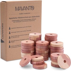 MAVANTO® 48x Effektiver Zedernholz Mottenschutz für Kleiderschrank & Kleiderbügel - 100% natürliche Mottenfalle - inkl. Schleifpapier