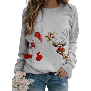 Damen Sweatshirt Pullover Lässig Weihnachten Langarm Outwear Winter Rundhals Tops Weihnachtsmann,Größe:EU M