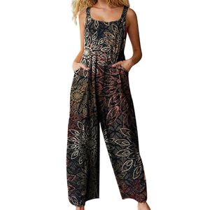 Frauen Bohemian Blume Overall Overall Overall Frauen lose weite Bein Overall