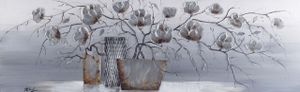 Bönninghoff Ölgemälde Vase mit Silberapplikationen - ca. 40 x 120cm