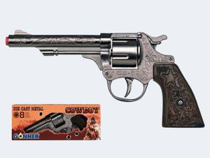8-Sch Pistole Joe/Cowboy 20cm Zink antik Langlauf