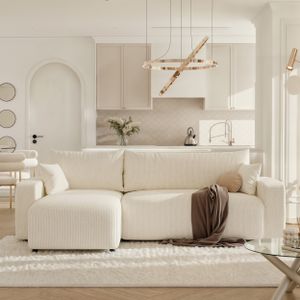 Ecksofa Piano Stoff Couch Sofa mit Schlaffunktion und Bettkasten Schlafsofa Polsterecke Couchgarnitur Ecke Bettcouch - Universal Farbe: Baltimore Sand