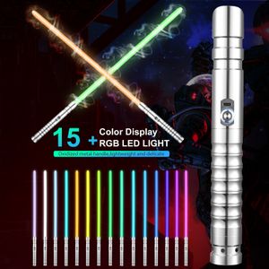 Laserschwert LED-RGB Lichtschwert 15 Farben Lichtschwert Spielzeug mit Metallgriff,  Jedi Knight Cosplay Lichtschwert，02