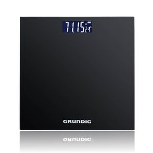 Digitálna osobná váha Grundig 180 kg - vysoko presná váha s delením na 50 gramov I Dokonale veľký displej so zobrazením izbovej teploty I Váha osôb, osobná digitálna váha, ľudská váha (čierna)
