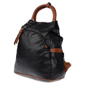 Großer Damen Rucksack Tasche Citybag Leder Optik Bodybag Schultertasche Shopper Schwarz-Braun